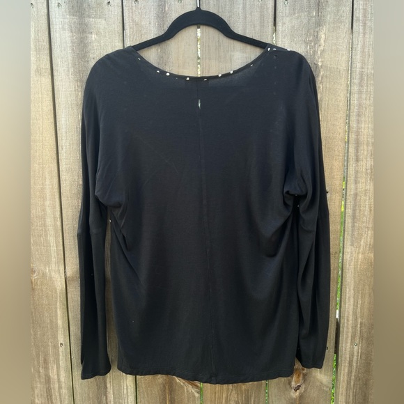 Ann Taylor Loft Black & White Polka Dot Long Sleeve Top - Picture 2 of 9